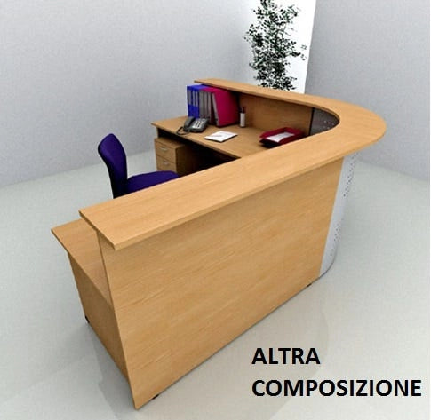 Composizione completa reception in melaminico verniciato cm. 256X256X115H
