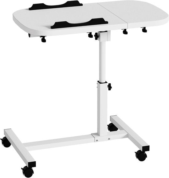 Tavolo da notte regolabile in altezza - Tavolo per il trattamento del letto - 60 x 40 cm - Con 4 ruote - Tavolo da lavoro per computer per salotto, camera da letto, ufficio - Massimo 20 kg