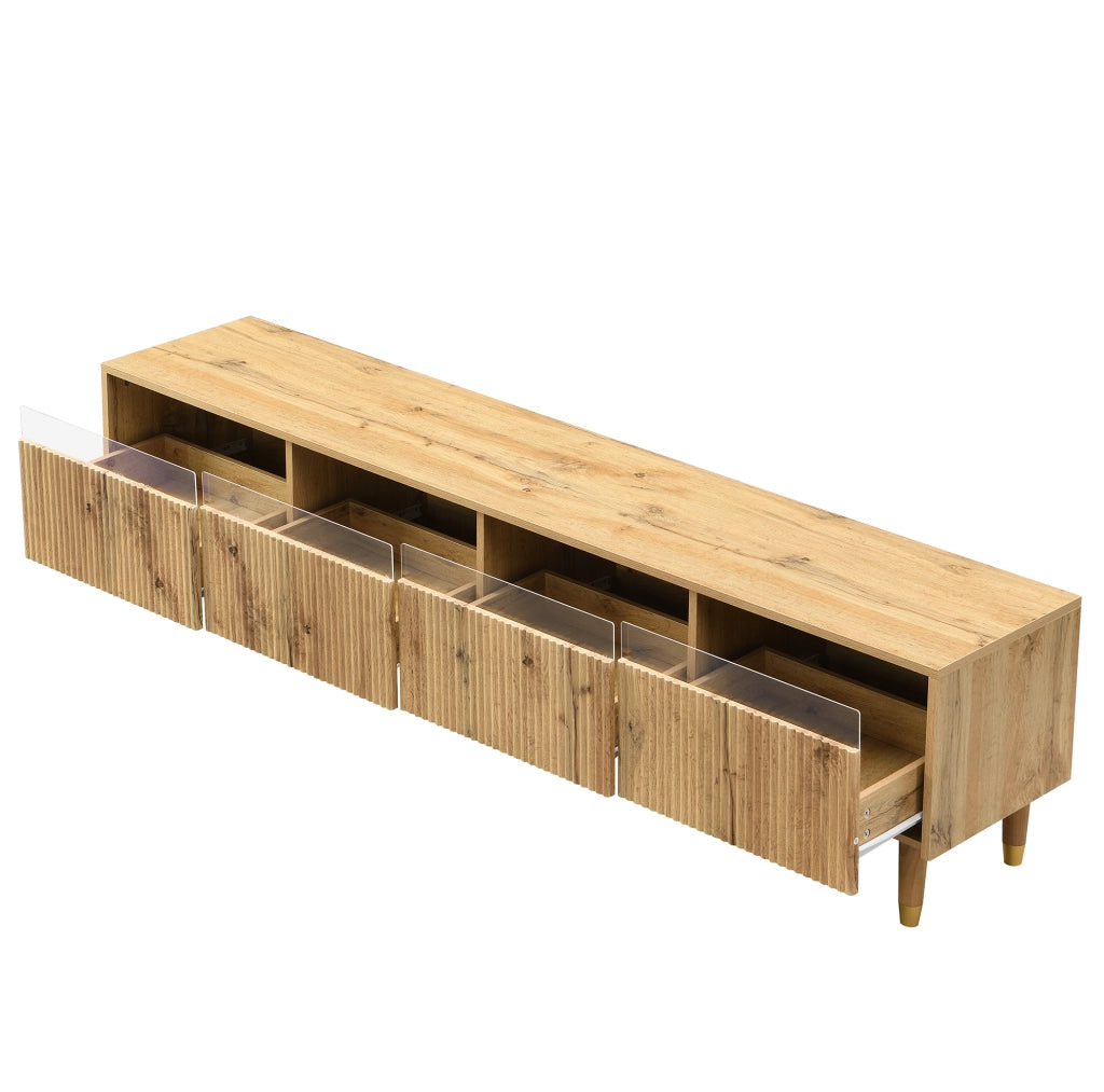 Mobile TV ULEVR 178x35x45 cm con 4 cassetti e passacavi, MDF effetto legno
