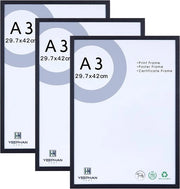 Set di 3 lastre da foto A3 - nero - legno massello - 29,7 x 42 cm