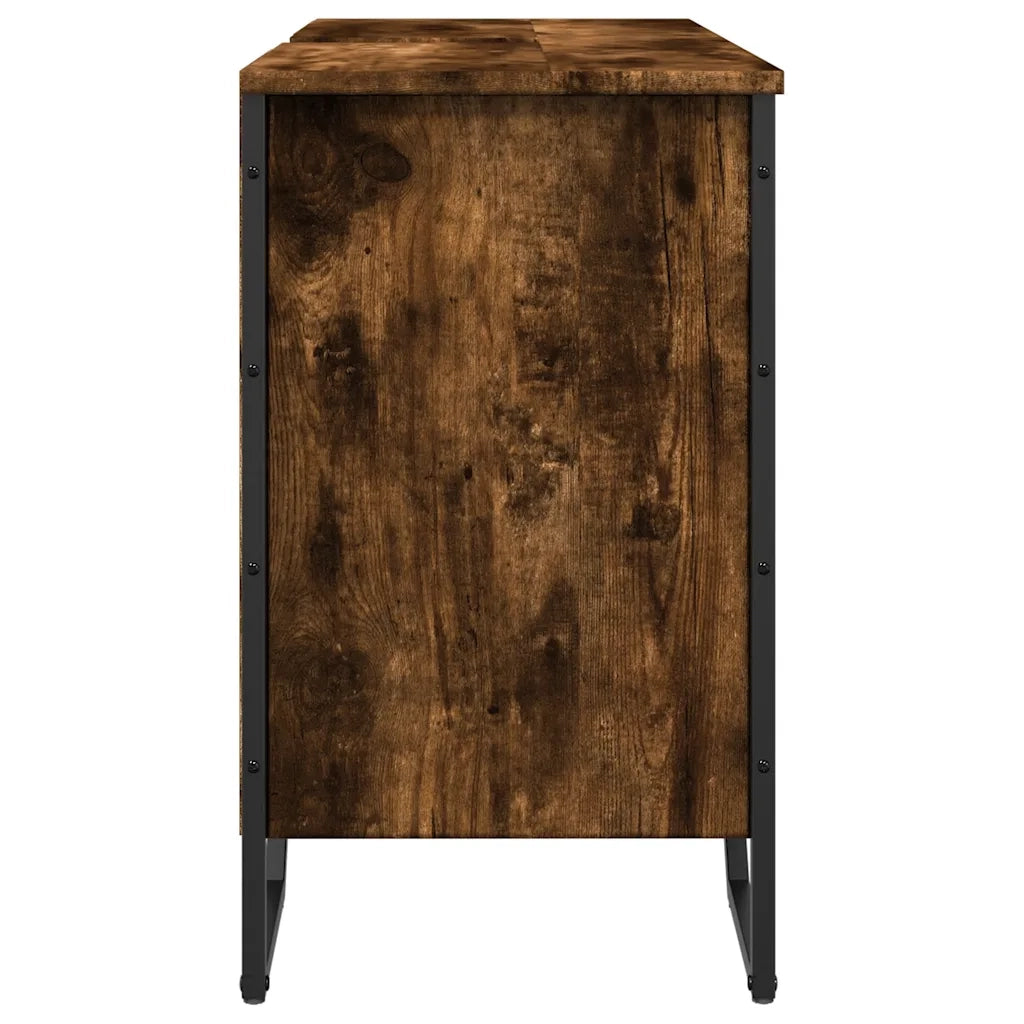 Mobile Lavabo Bagno-Armadietto da bagno Rovere Fumo 91x35x60 cm in Truciolato