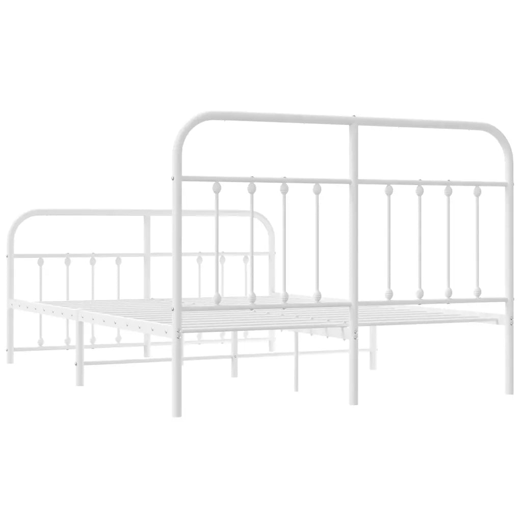 Giroletto con Testiera e Pediera-Struttura Letto Metallo Bianco 140x200 cm 216477