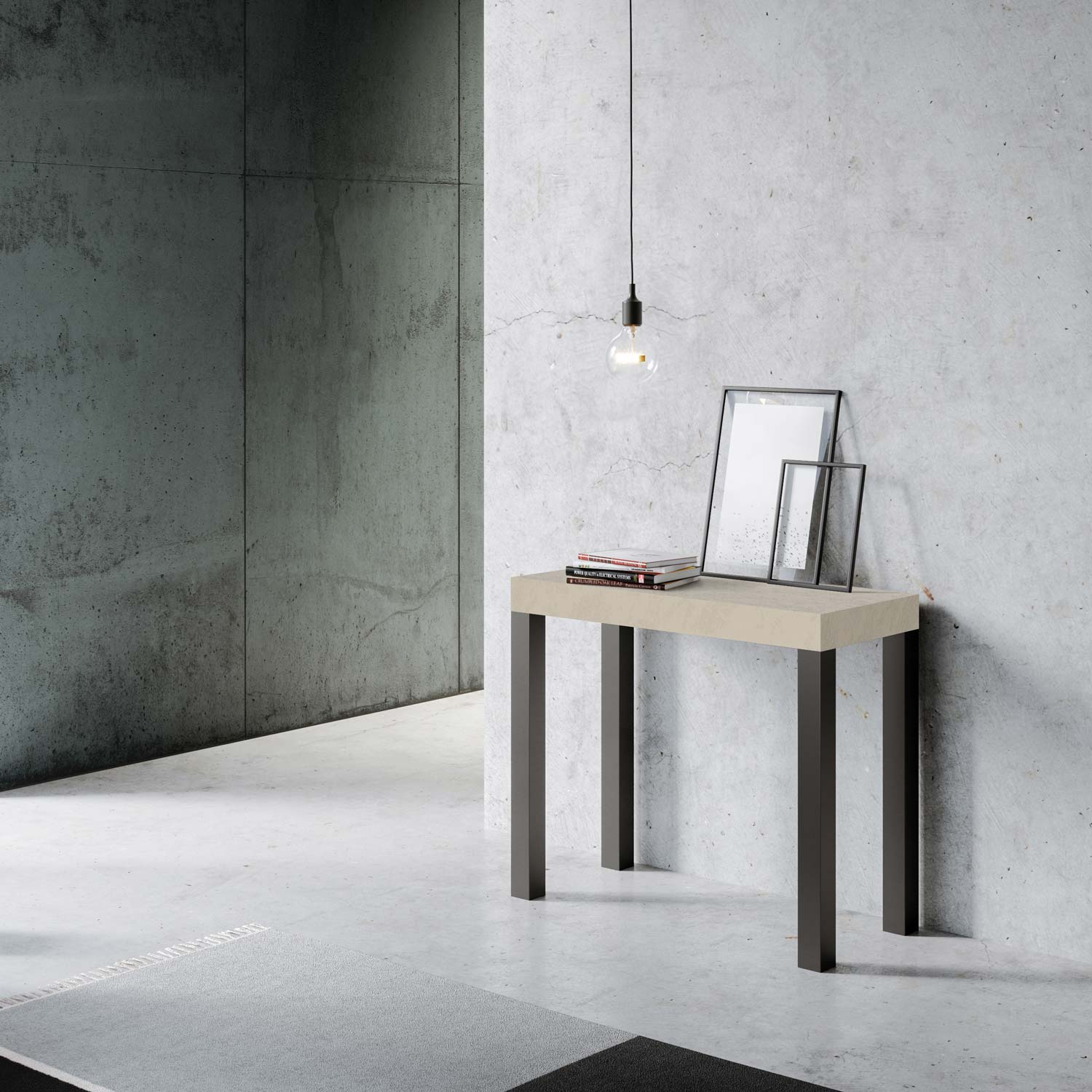 Consolle Allungabile 90-300x40x77 cm Everyday Cashmere Telaio Antracite