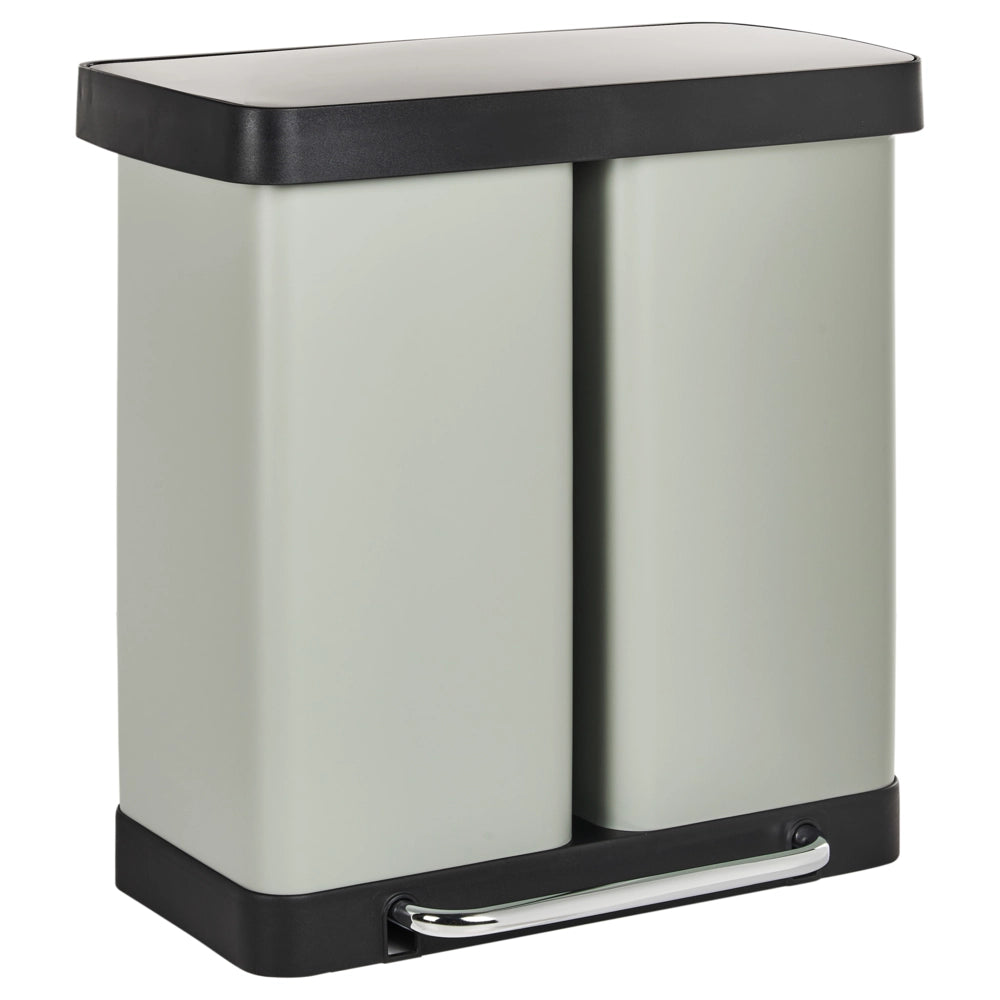 Cestino doppio con pedale e coperchio metallo Materiale sintetico Verde Chiaro Cucina moderna Riciclabile