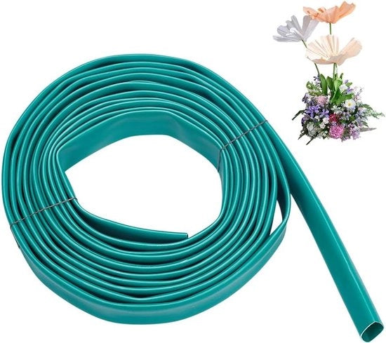 Rullo di tubi verdi per fiori, tubo PE flessibile, guaina a compressione - 36 mm larghezza