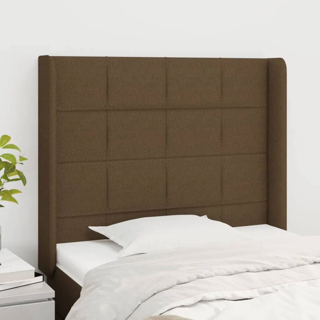 Testiera ad Orecchio Marrone Scuro 83x16x118/128 cm in Tessuto 3119557