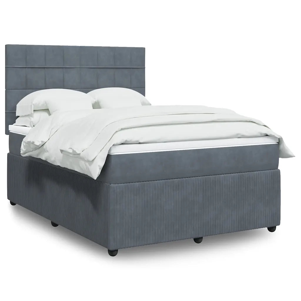 Giroletto a Molle con Materasso Grigio Scuro 140x200 cm Velluto 3294659