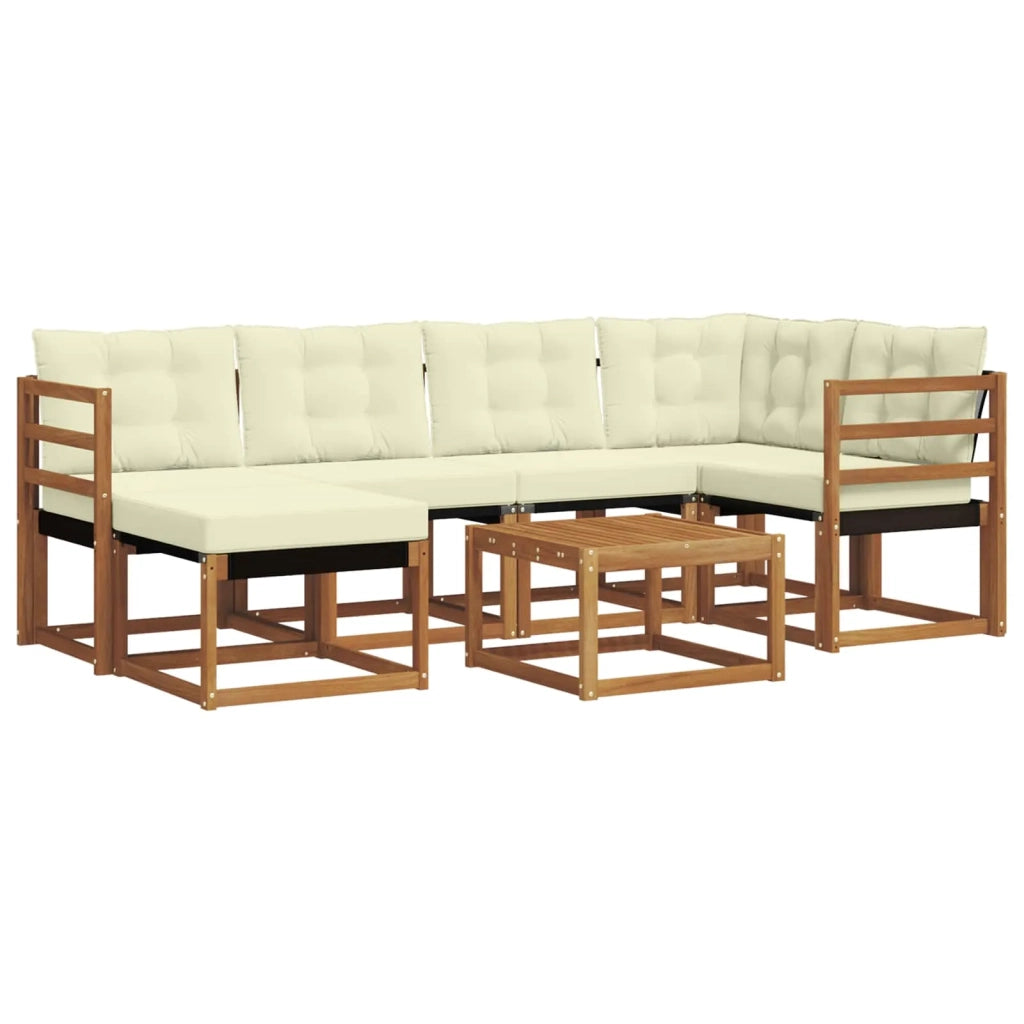 Set di divani da esterno con cuscino 7 pcs Naturale e Crema 3368845