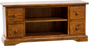 Biscottini Mobile porta Tv Country in legno massello di tiglio finitura noce L129xPR40xH60 cm. Made in Italy