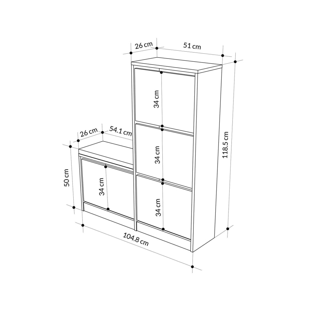 Mobile Portascarpe Velma, Scarpiera 8 Paia, 105x26x119h cm Bianco