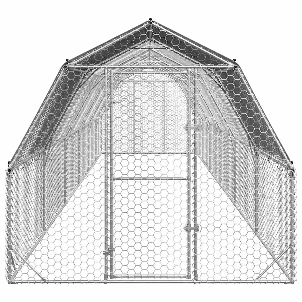 vidaXL Recinto per Polli con Tetto 2,5x12x2,25 m in Acciaio Zincato