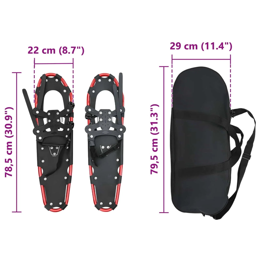 Ciaspole 3 in 1 Rosso e Nero 78,5 x 22 cm Alluminio e HDPE CFW2819034