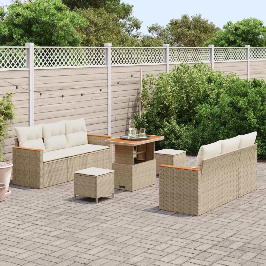 Set Divano da Giardino 9 pcs Beige polyrattan 3362871