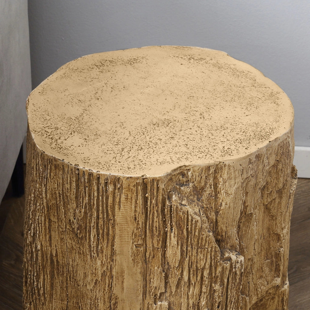Tavolino da appoggio ?37x43 cm effetto ceppo con 4 piedini regolabili in cemento naturale