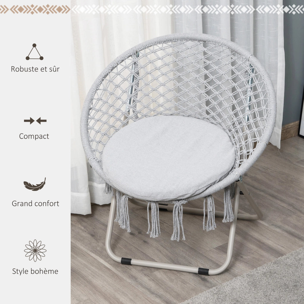 Poltrona a dondolo in rattan ¨C Zephmum ¨C Grigio, 80x90x100 cm
