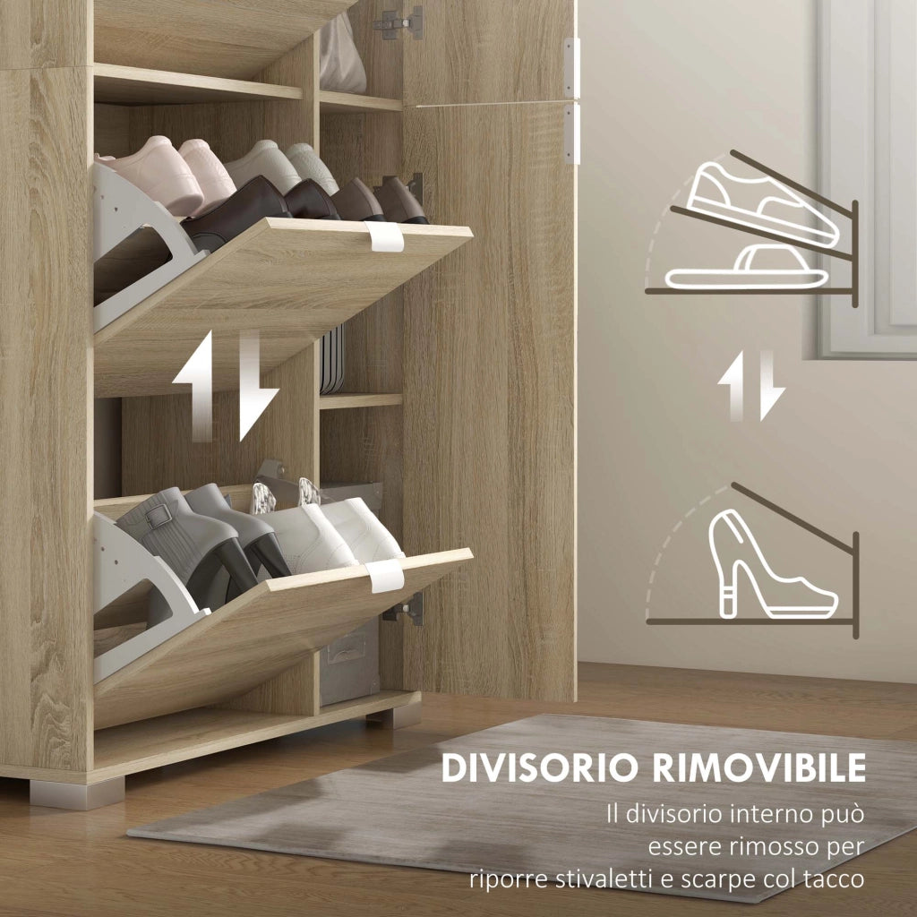 Armadio Scarpiera con Specchio ¨C Zephmum ¨C Rovere 82x30x168cm