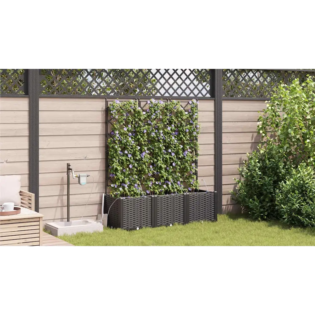 Fioriere | Cassetta per fiori | Vaso da giardino 3 pz Nero 120 x 40 x 142 cm Plastica