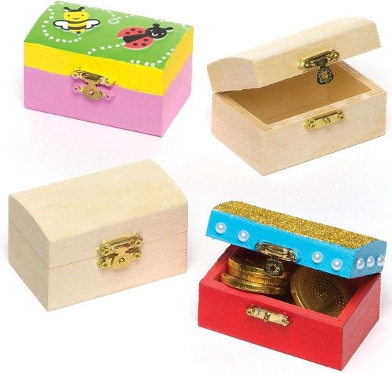 Scatola in legno da decorare - cassetti creativi per artigianato - (lotto da 4) - 8 cm x 5 cm Scatola in legno