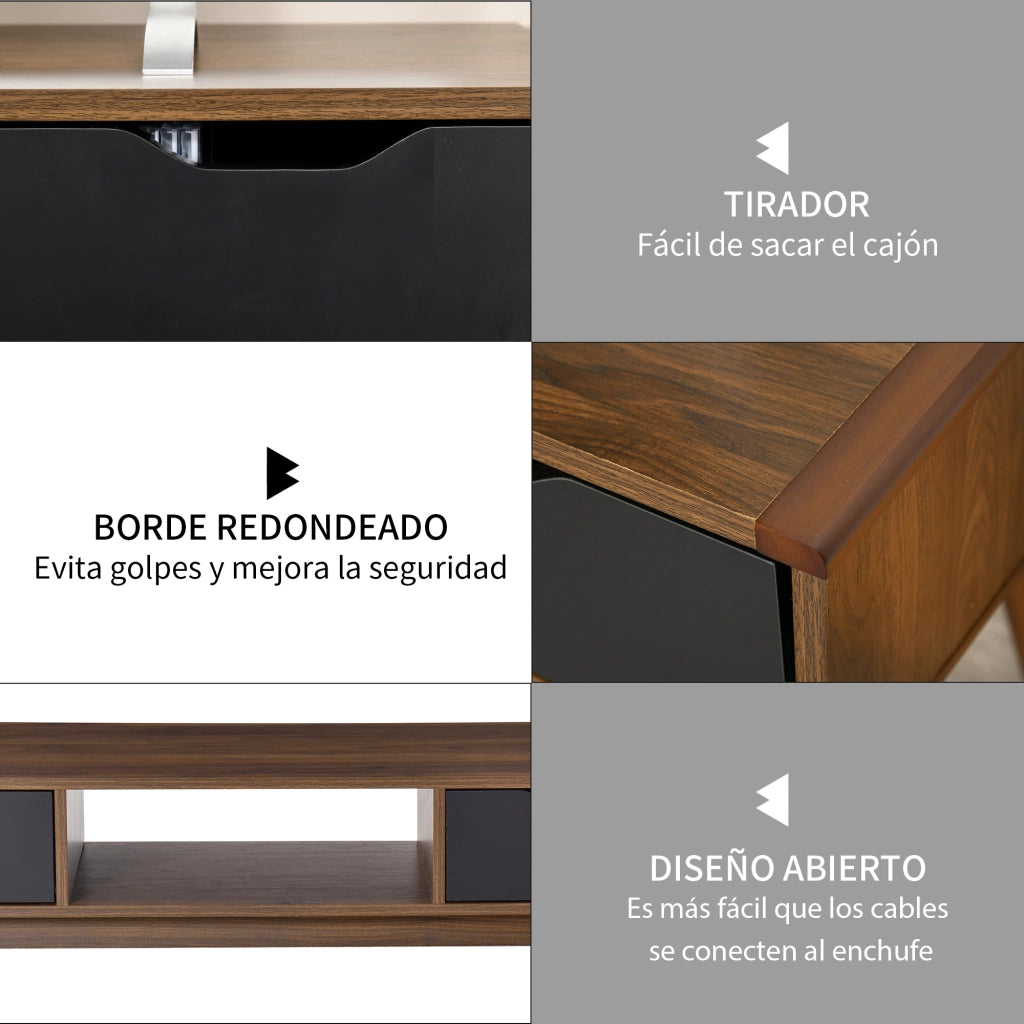 Mobile TV Moderno con 2 Cassetti e Compartimento Aperto ¨C zephmum ¨C Marrone 122x39x46 cm
