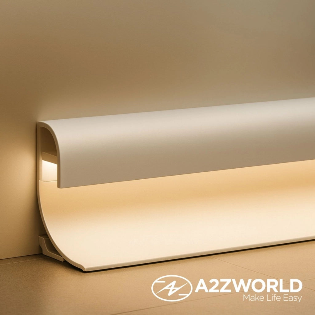 Kit Profilo Alluminio Completo Da 2 Metri Per Striscia Led, Angolare Per Battiscopa e Soffitto (2 Pezzi), Dimensione 36.4X60.2mm, Larghezza Interna 9.6mm, 676g/m, Copertura Opale, Tappi Chiusura e Clip Fissaggio Incluso, BAV23180