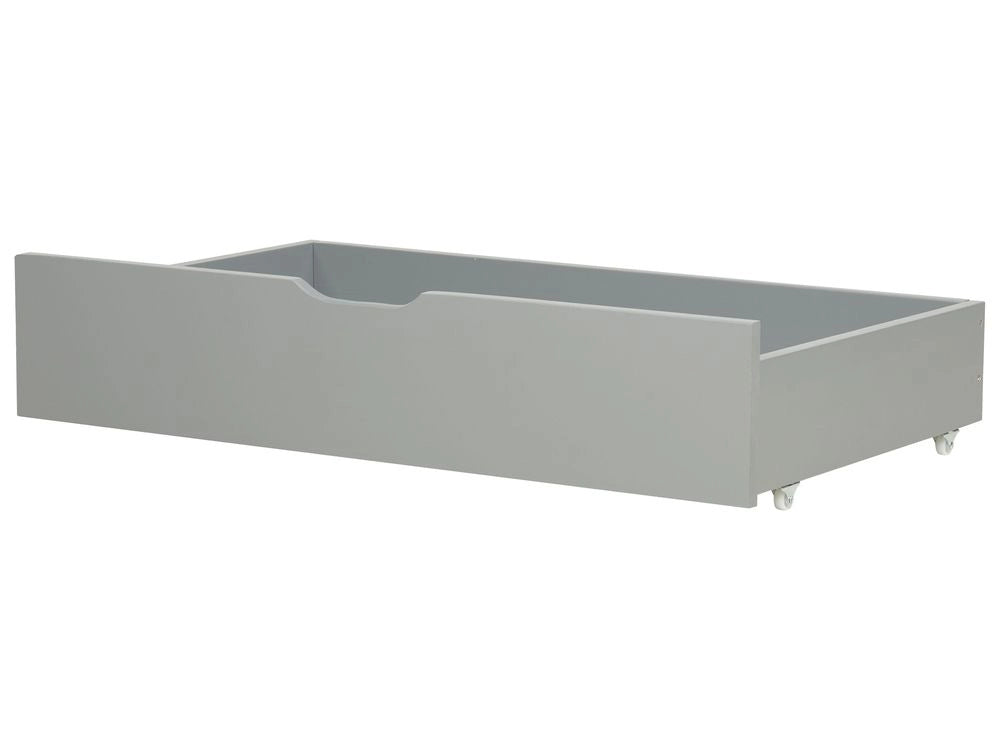 Set di 2 cassetti letto contenitore sottoletto in legno massello grigio con ruote