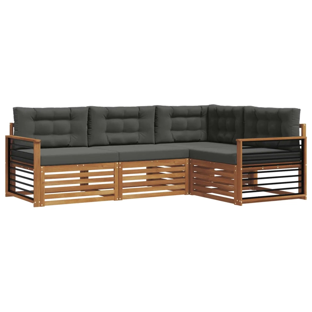 Set di divani da esterno con cuscino 4 pcs Naturale e Antracite 3373392