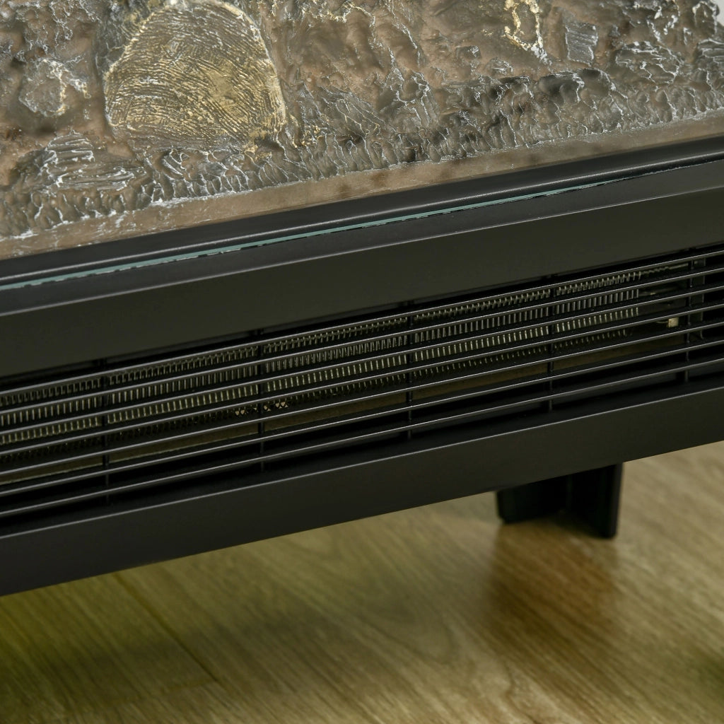 EasyComfort Camino Elettrico 1000W / 2000W con Fiamma LED Realistica e Controllo Temperatura, 40.5x20x62 cm, Nero