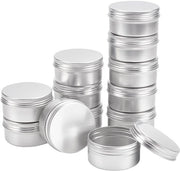 Contenitori di conservazione in alluminio 12 pezzi - 80 ml - Ospitante prodotti cosmetici - Copertura a vite - Alluminio inossidabile - Sicuro e non tossico - Contenitori di conservazione per la casa