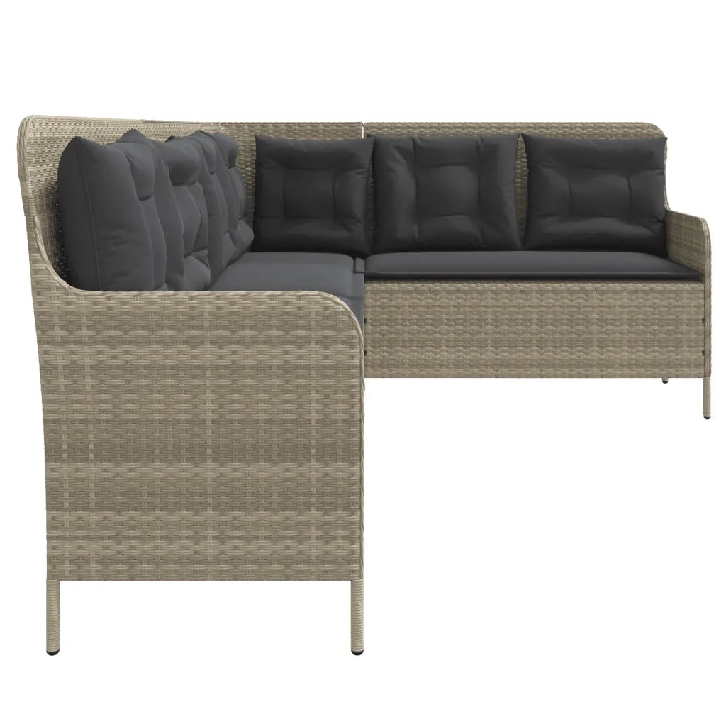 vidaXL Divano da Giardino con Cuscini a L Grigio Chiaro in Polyrattan