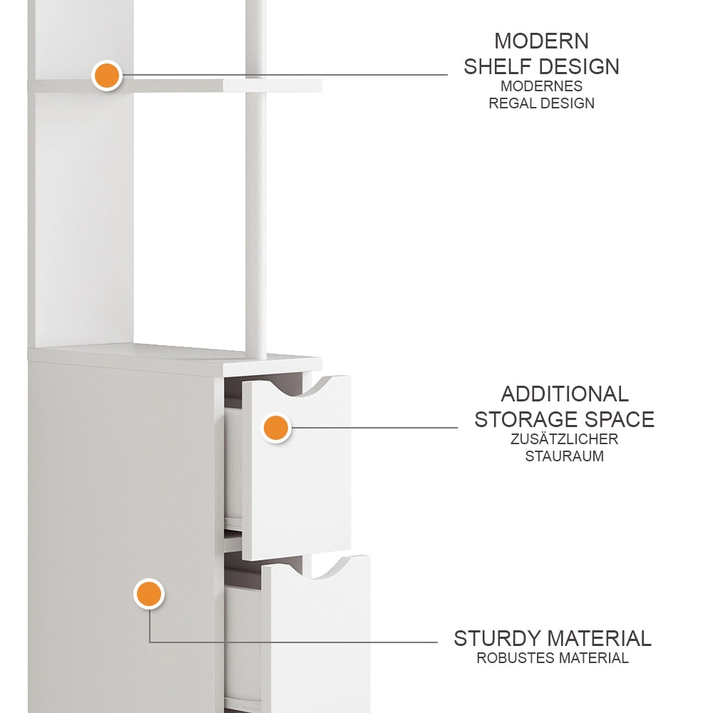 Vicco Mobile da bagno Bianco 15 x 137 cm con 3 cassetti