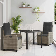 Set da Pranzo per Giardino con cuscino 3 pcs Grigio polyrattan 3380386