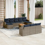 Set Divani da Giardino 11 pz con Cuscini Grigio in Polyrattan 3256677