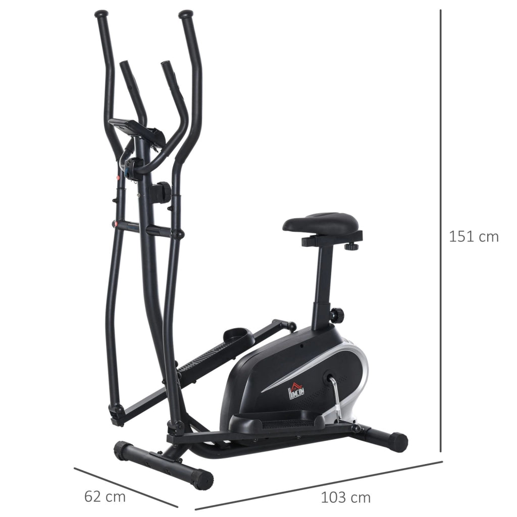 EasyComfort Ellittica da Casa Magnetica con Schermo LCD, 8 Livelli di Resistenza e Sedile Regolabile, 103x62x151cm Nero