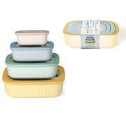 Trade Shop - Set 4pz Contenitori Rettangolari Coperchi Ermetici Salvaspazio In Plastica In 4 Colori -