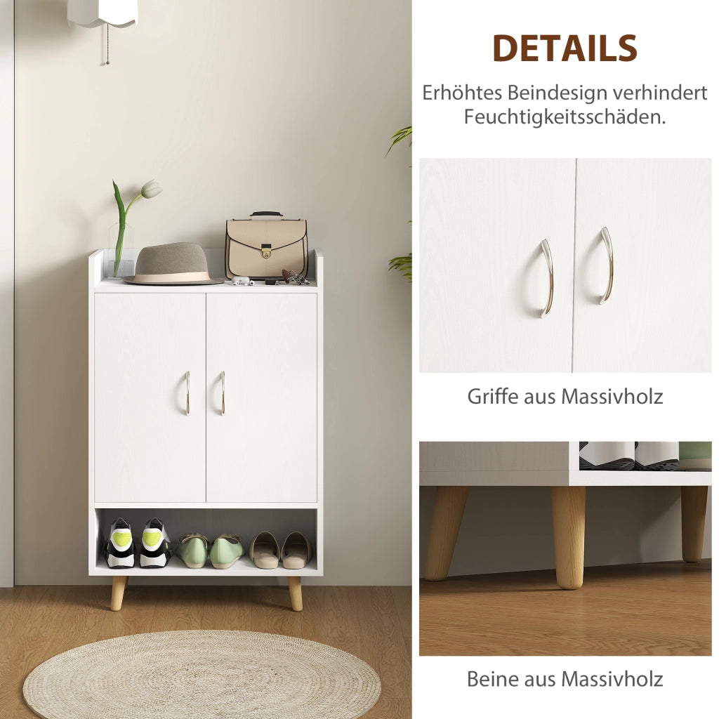 Scarpiera con ante e ripiani per ingresso ¨C zephmum ¨C bianco 60x30x92 cm