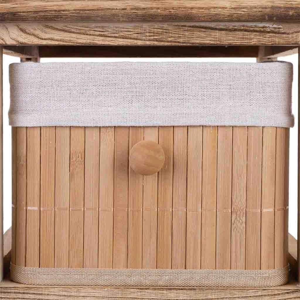 Cassettiera in legno con 4 cassetti in bambù foderati 26x32x81