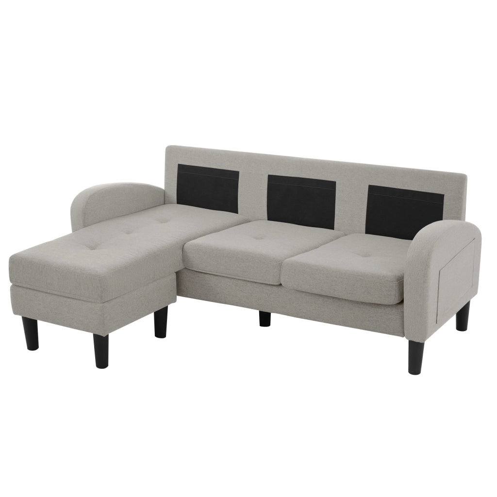 Divano angolare a L con chaise longue - Zephmum- 3 posti 166x118x77 cm Tessuto misto lino-cotone