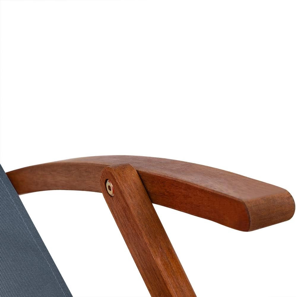 ® Sedia a Sdraio in Legno Acacia Pieghevole con Poggiatesta Traspirante Poltrona Relax Sedie Esterno Giardino