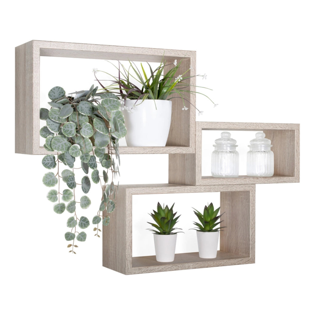 Set di 3 Mensole da Muro Modello TRITTCO. Misure 15.5x45.0x27.0 cm. fInitura  ROV. SAGERAU - MADE IN ITALY