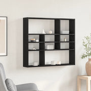 Scaffale a Parete Rovere Nero 90x16x78 cm Legno Multistrato 862510