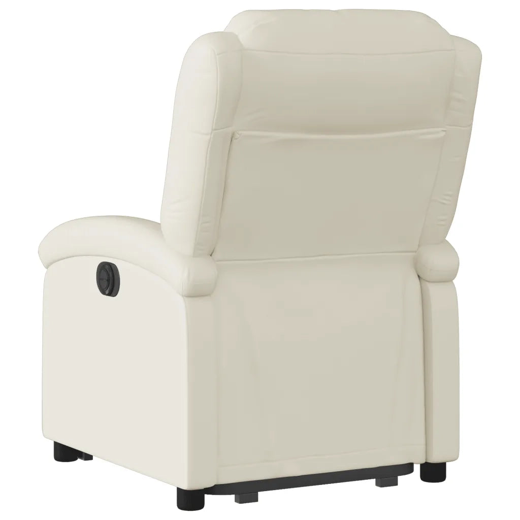 Poltrona Alzapersona Reclinabile Crema in Similpelle