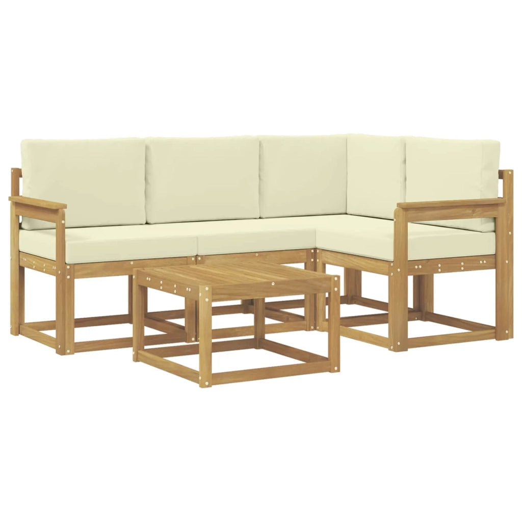 Set di divani da esterno 5 pz Bianco e Crema 3387584