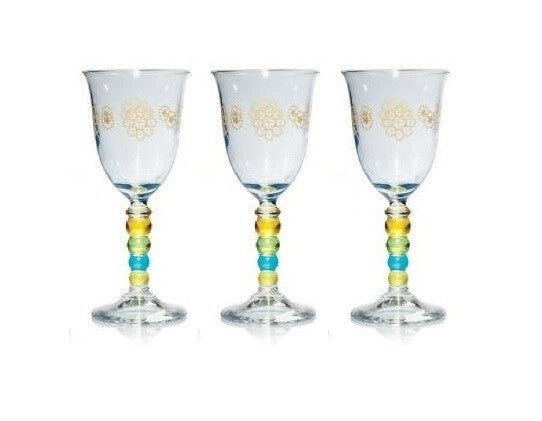 Set 3 Calici in vetro perla priscilla azzurra cerve