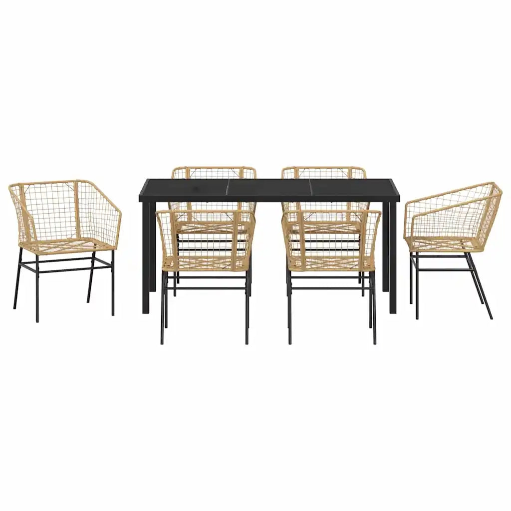 Set da Pranzo per Giardino 7 pcs Marrone polyrattan 3380901