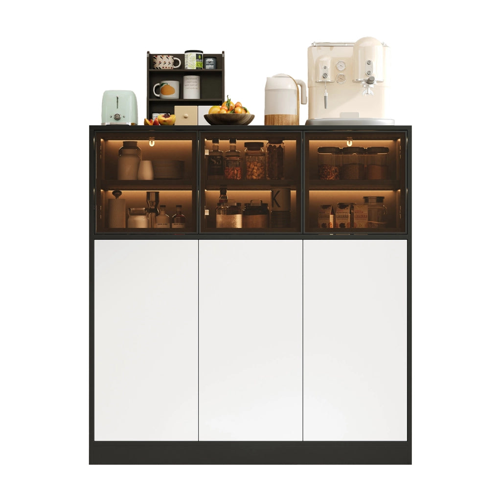 Credenza per cucina - Zephmum - 100x40x105 cm - Illuminazione integrata, 6 ante