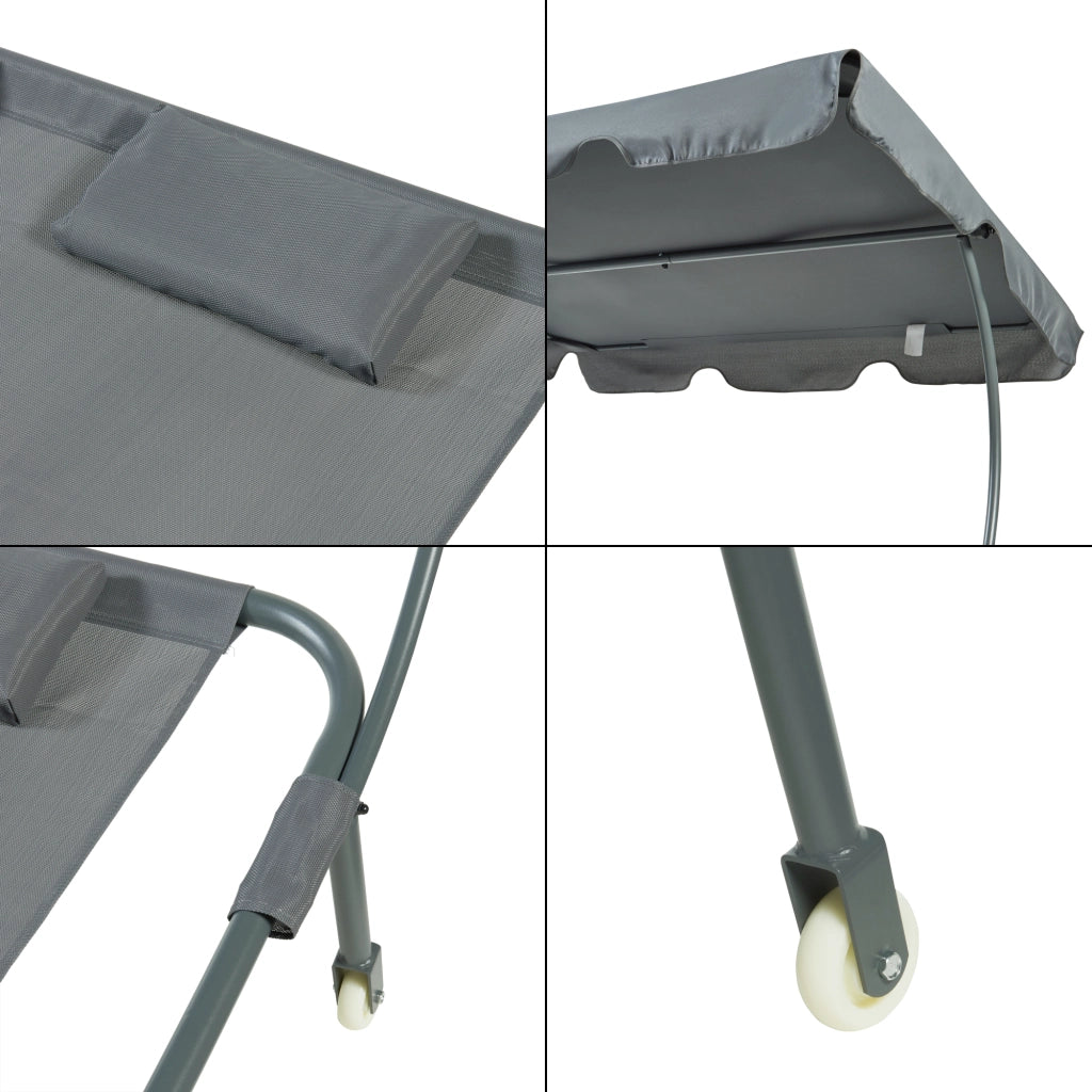 Lettino Prendisole Avigliano con Tettuccio Parasole Regolabile - Grigio casa.pro