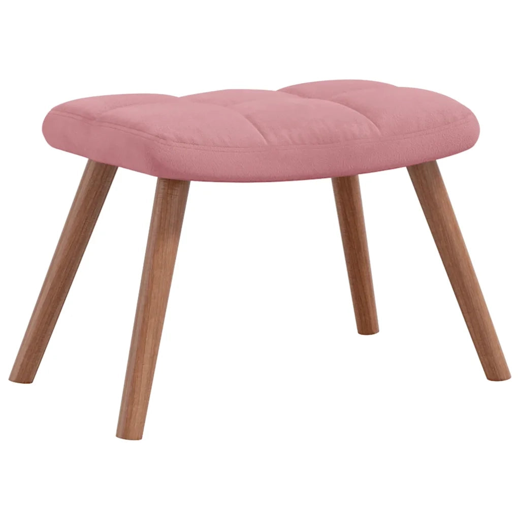 Poltrona a Dondolo con Poggiapiedi Rosa in Velluto 328154