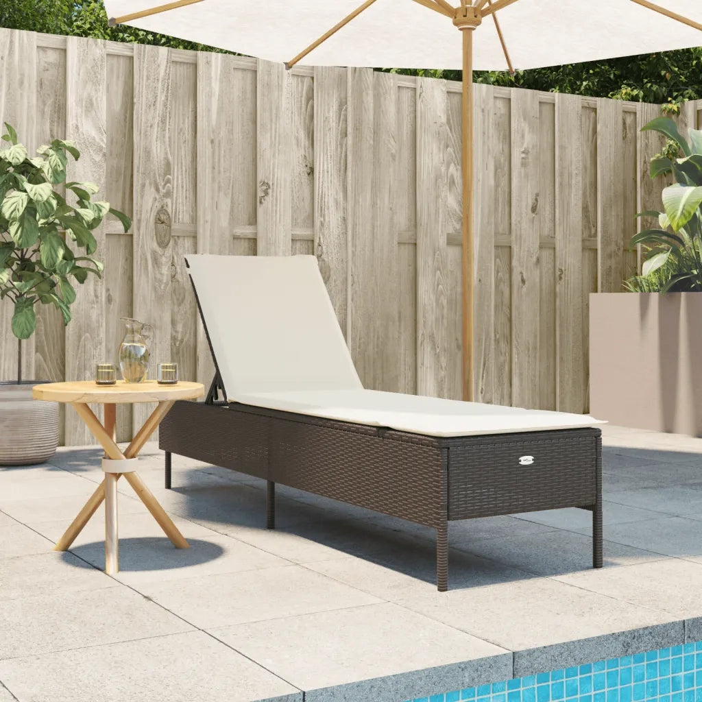 Lettino Prendisole con Cuscino Marrone in Polyrattan 4002720