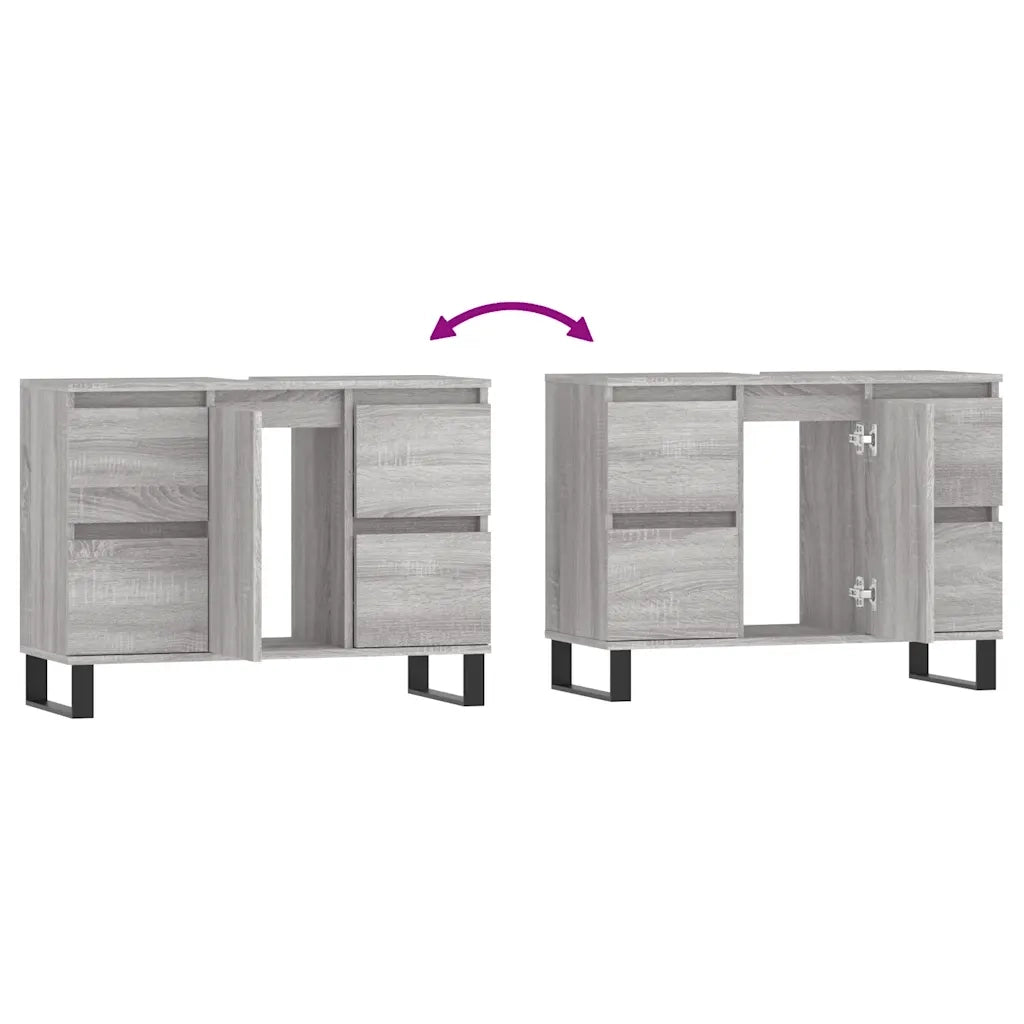 Mobile da Bagno Grigio Sonoma 80x33x60 cm in Legno Multistrato 831666