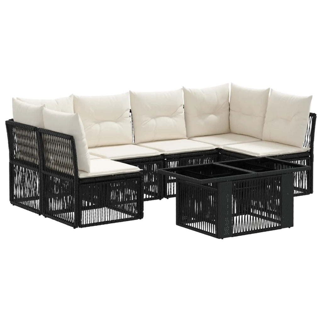 Set Divano da Giardino 7 pz Nero polyrattan 3436438